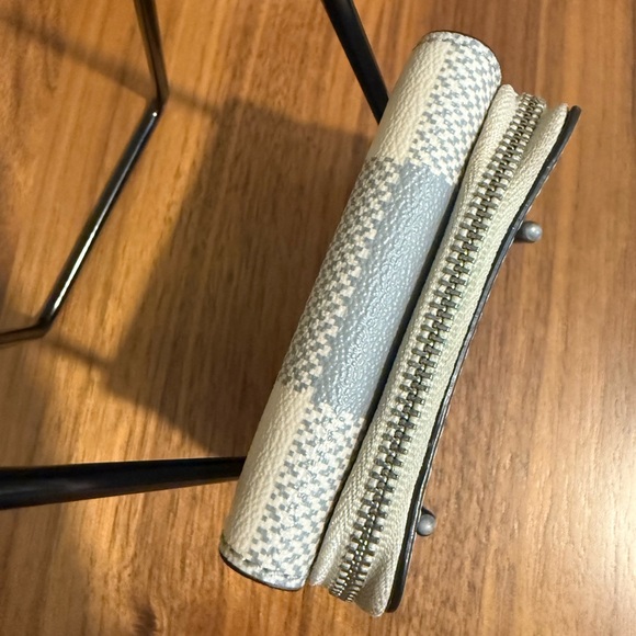 Coach Blue and Cream Checkered Wallet - Picture 3 of 12